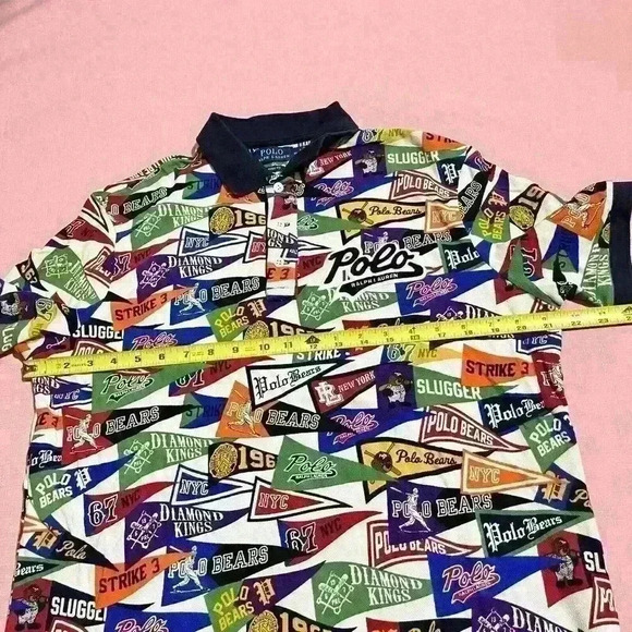 Polo Ralph Lauren Art Deco Multicolor Pennant Stadium Bears Classic Fit Shirt - Picture 5 of 10